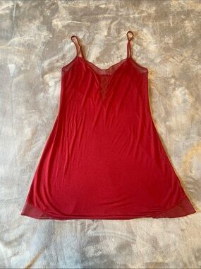 Victoria's Secret Red Mesh-Trim Slip